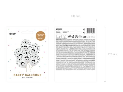 Pastel Fehér Futball és Szívecske Lufik 30 cm, 6 db-os csomag