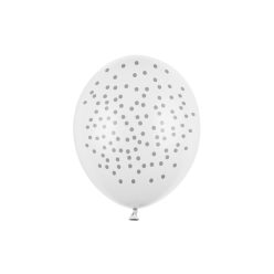   Léggömbök 30 cm, pöttyös, pasztell tiszta fehér (1 db / 6 db)