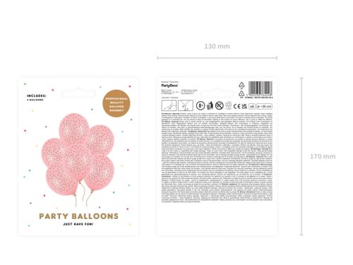 Léggömbök 30 cm, pöttyös, pasztell babarózsaszín (1 db / 6 db)