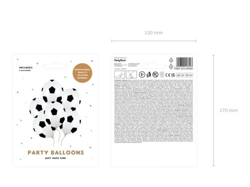 Léggömbök 30 cm, futball, tiszta fehér (1 db / 6 db)