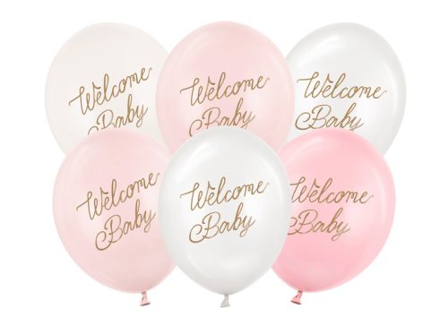 Balloons 30 cm, Welcome Baby, pink mix (1 pkt / 6 pc.)