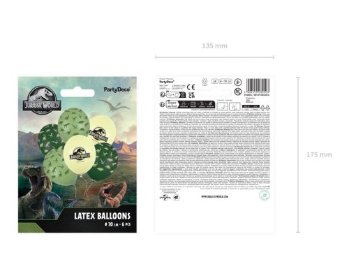 Jurassic World 30 cm léggömb készlet, 6 db vegyes színekben