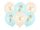 Egér mintás 30 cm-es lufi 1-es számmal, pasztell kék, 6 db