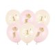 Egér mintás 30 cm szám léggömbök, halvány rózsaszín, 6 db
