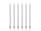 Birthday candles, plain, silver, 12.5cm (1 pkt / 12 pc.)