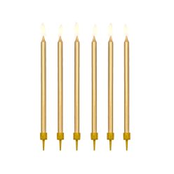 Birthday candles, plain, gold, 12.5cm (1 pkt / 12 pc.)