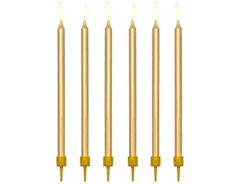 Birthday candles, plain, gold, 12.5cm (1 pkt / 12 pc.)