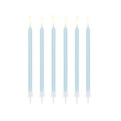 Plain birthday candles, light blue, 14cm (1 pkt / 12 pc.)