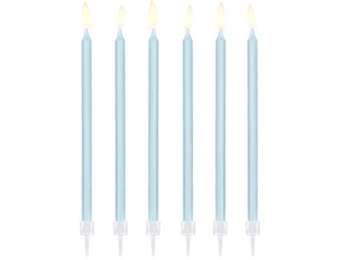 Plain birthday candles, light blue, 14cm (1 pkt / 12 pc.)