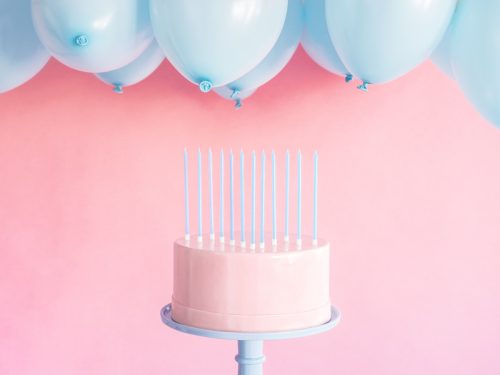 Plain birthday candles, light blue, 14cm (1 pkt / 12 pc.)