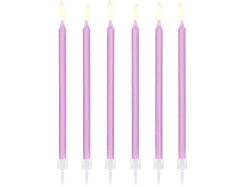 Sima születésnapi gyertya, világos lila, 14cm (1 db / 12 db.)