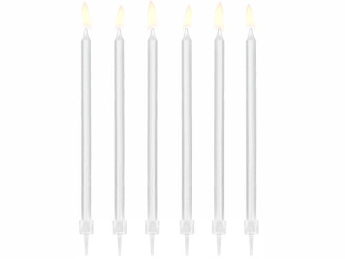 Plain birthday candles, white, 14cm (1 pkt / 12 pc.)