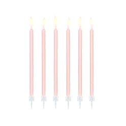 Plain birthday candles, light pink, 14cm (1 pkt / 12 pc.)