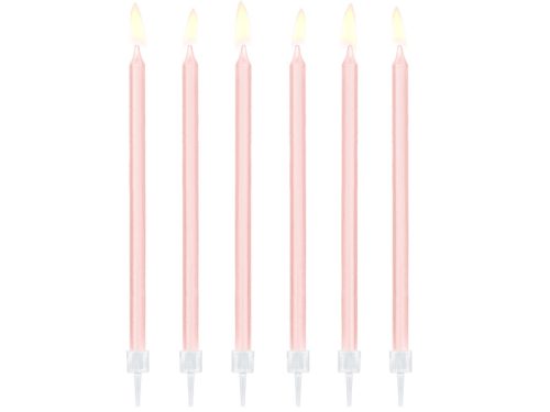 Plain birthday candles, light pink, 14cm (1 pkt / 12 pc.)