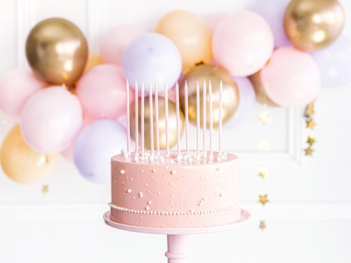 Plain birthday candles, light pink, 14cm (1 pkt / 12 pc.)