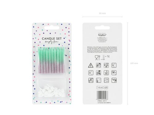 Birthday candles ombre, 6cm (1 pkt / 20 pc.)