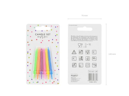 Születésnapi gyertya színes, vegyes, 6,5 cm (1 db / 6 db)