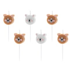 Birthday candles Bear, mix, 3cm (1 pkt / 6 pc.)