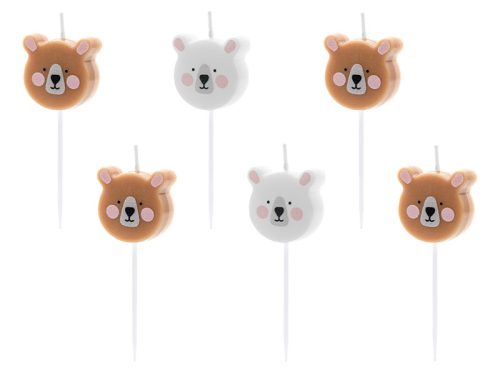 Birthday candles Bear, mix, 3cm (1 pkt / 6 pc.)