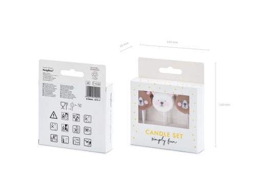 Birthday candles Bear, mix, 3cm (1 pkt / 6 pc.)