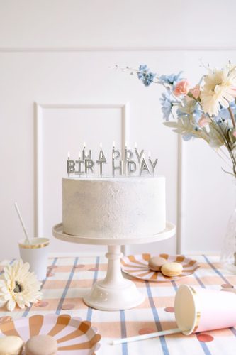 Birthday candles Happy Birthday, 2.5 cm, silver (1 pkt / 13 pc.)