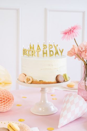 Birthday candles Happy Birthday, 2.5 cm, gold (1 pkt / 13 pc.)