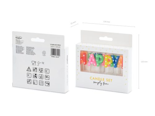 Születésnapi gyertya Boldog születésnapot, mix, 2,5cm (1 db / 13 db.)