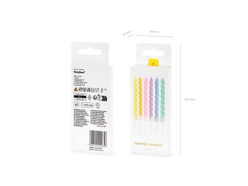 Születésnapi gyertya göndör, 8,5 cm, mix (1 db / 6 db)