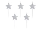 Birthday candles Stars, silver, 3.5cm (1 pkt / 5 pc.)