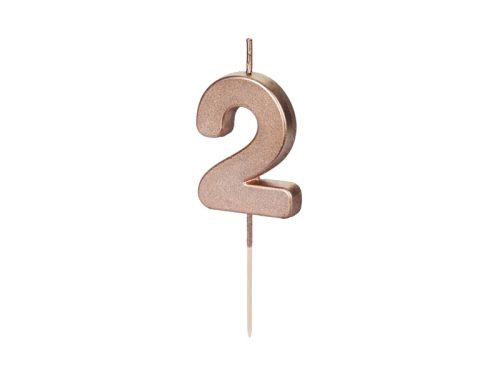 Birthday Candle Number 2, rose gold, 4.5cm