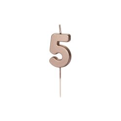 Birthday Candle Number 5, rose gold, 4.5cm