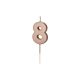 Birthday Candle Number 8, rose gold, 4.5cm