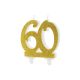 Birthday candle Number 60, gold, 7.5cm