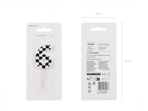 6-os számú születésnapi gyertya, 5,5 cm, keverék