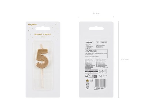 5-ös számú születésnapi gyertya, 4,5 cm