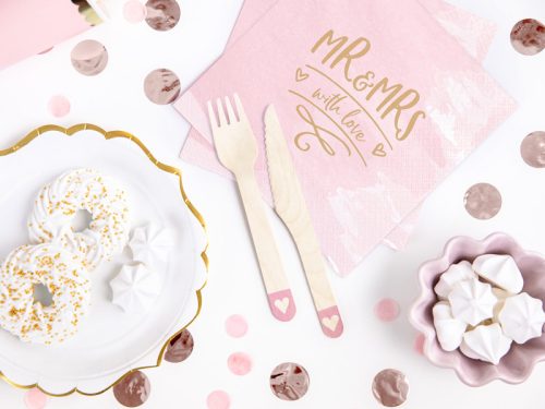 Fa evőeszköz szívek, pirosító rózsaszín 16cm (1 db / 18 db.)