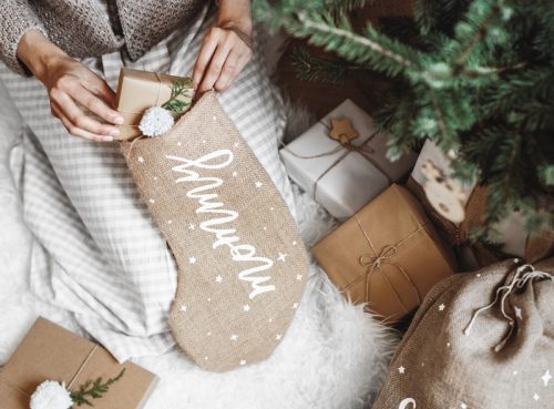 Dekoratív harisnya Mommy, fehér, 23x39,5 cm