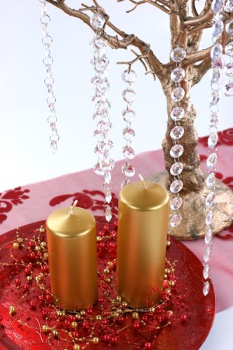 Oszlopos gyertya, fém, arany, 12 x 6 cm (1 db / 6 db)