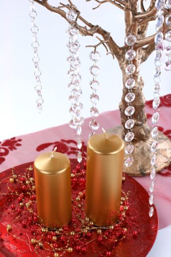 Oszlopos gyertya, fém, arany, 15 x 6 cm (1 db / 6 db)