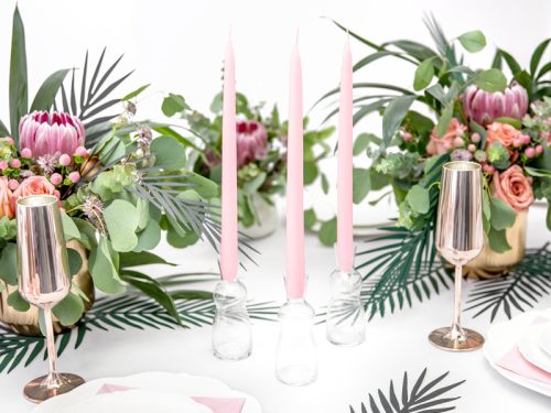 Kúpos gyertyák, matt, világos rózsaszín, 24cm (1 db / 10 db.)