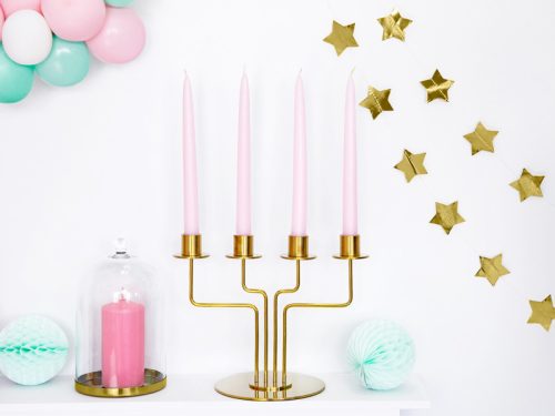 Kúpos gyertyák, matt, világos rózsaszín, 24cm (1 db / 10 db.)