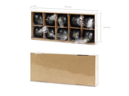 Gyertyagömb, metál, fekete, 6cm (1 db / 10 db.)