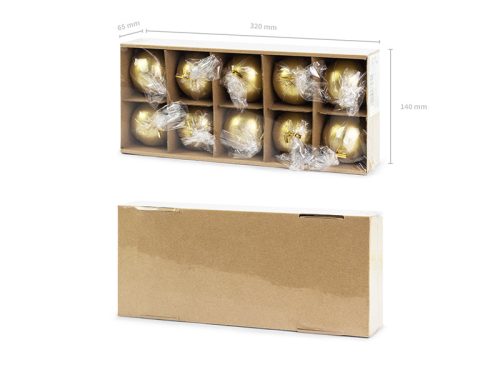 Gyertyagömb, fém, arany, 6cm (1 db / 10 db.)