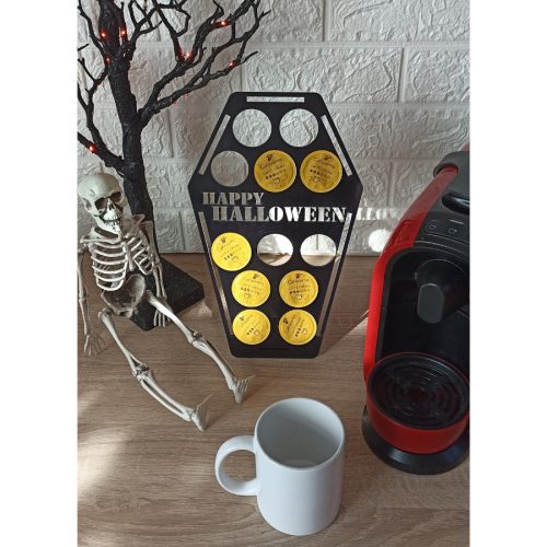 Koporsó alakú kávé kapszula tartó halloweenre