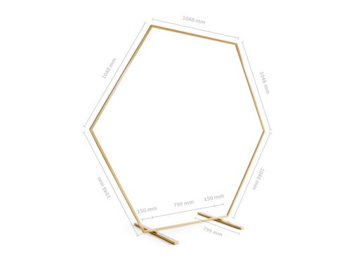 Hatszögletű háttérállvány, arany, 2m