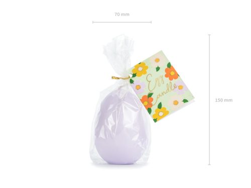 Tojás gyertya, világos lila, 10 cm