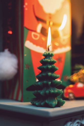 Candle Christmas Tree, 10 cm, dark green