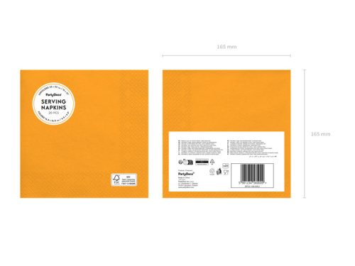 Világos narancssárga papírszalvéta 33x33 cm, 20 db/csomag
