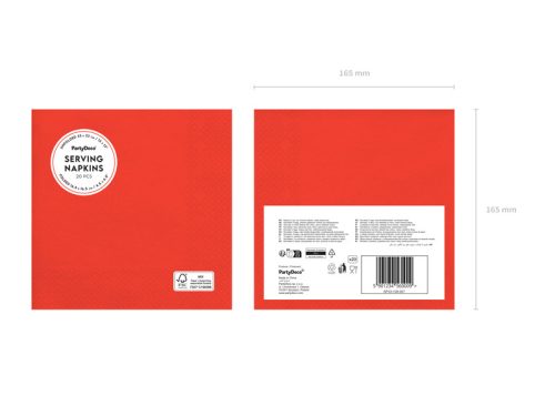 Piros papírszalvéta 33x33 cm, 20 db/csomag – dekorációhoz