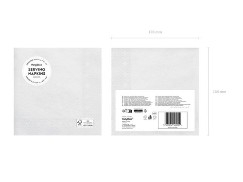 Fehér papír szalvéta 33x33 cm, 20 darabos csomag